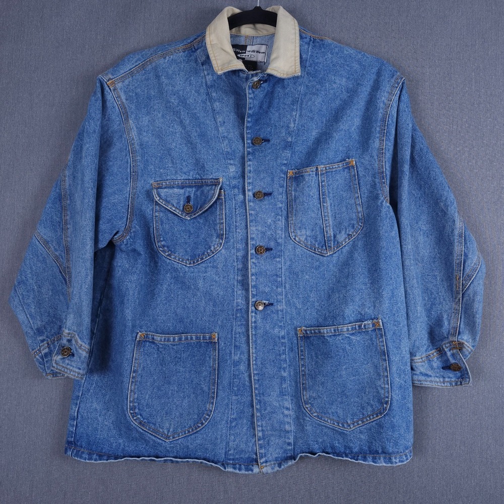 Vintage 90s WilliWear Sport Denim Chore Jacket Mens Medium Workwear Streetwear